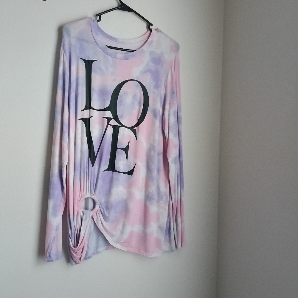 No Boundaries Shirt Women 2XL Multicolor Casual Top Academia Tie Dye Hippie Y2K